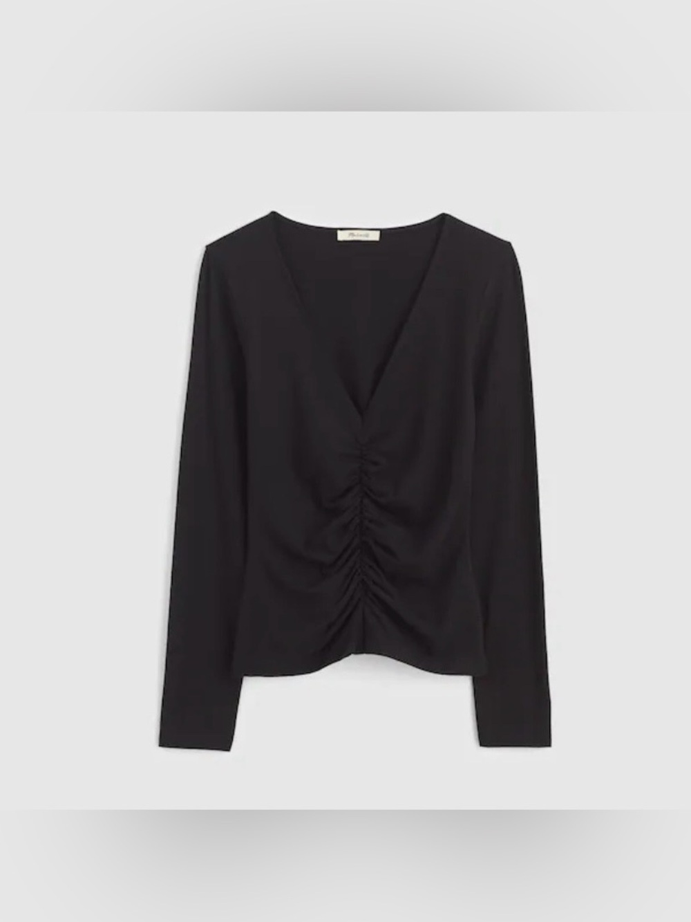 Madewell Shirred V-neck Long Sleeve Top - Picture 1 of 5